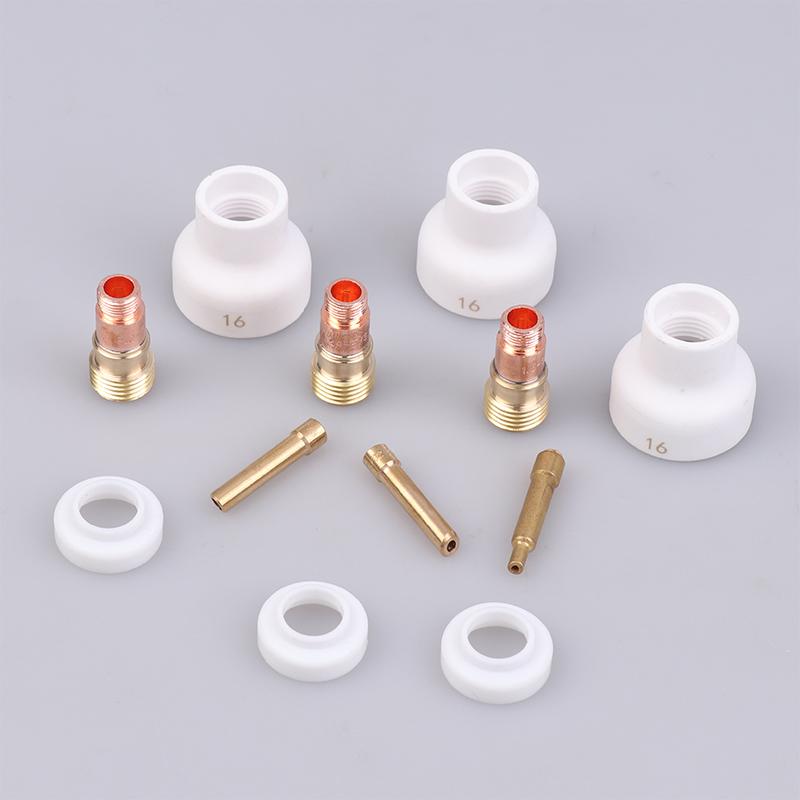 4Pcs Torches WP17 18 26 Stubby Collets Body Gas Lens Set TIG Welding 1.6/2.4/3.2mm White Ceramic Nozzle Alumina Cup Kit