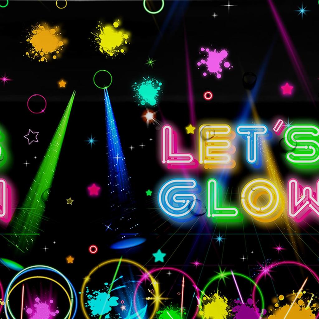 Neon Glow Birthday Party Decorations Tablecloth, 3Pcs Disposable Glow in The Dark Party Tablecover Supplies, Neon Graffiti Theme Party Decorations