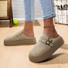 Muffin thick-soled bag head half slippers women's outer wear New Year's new one-pedal lazy boken shoes