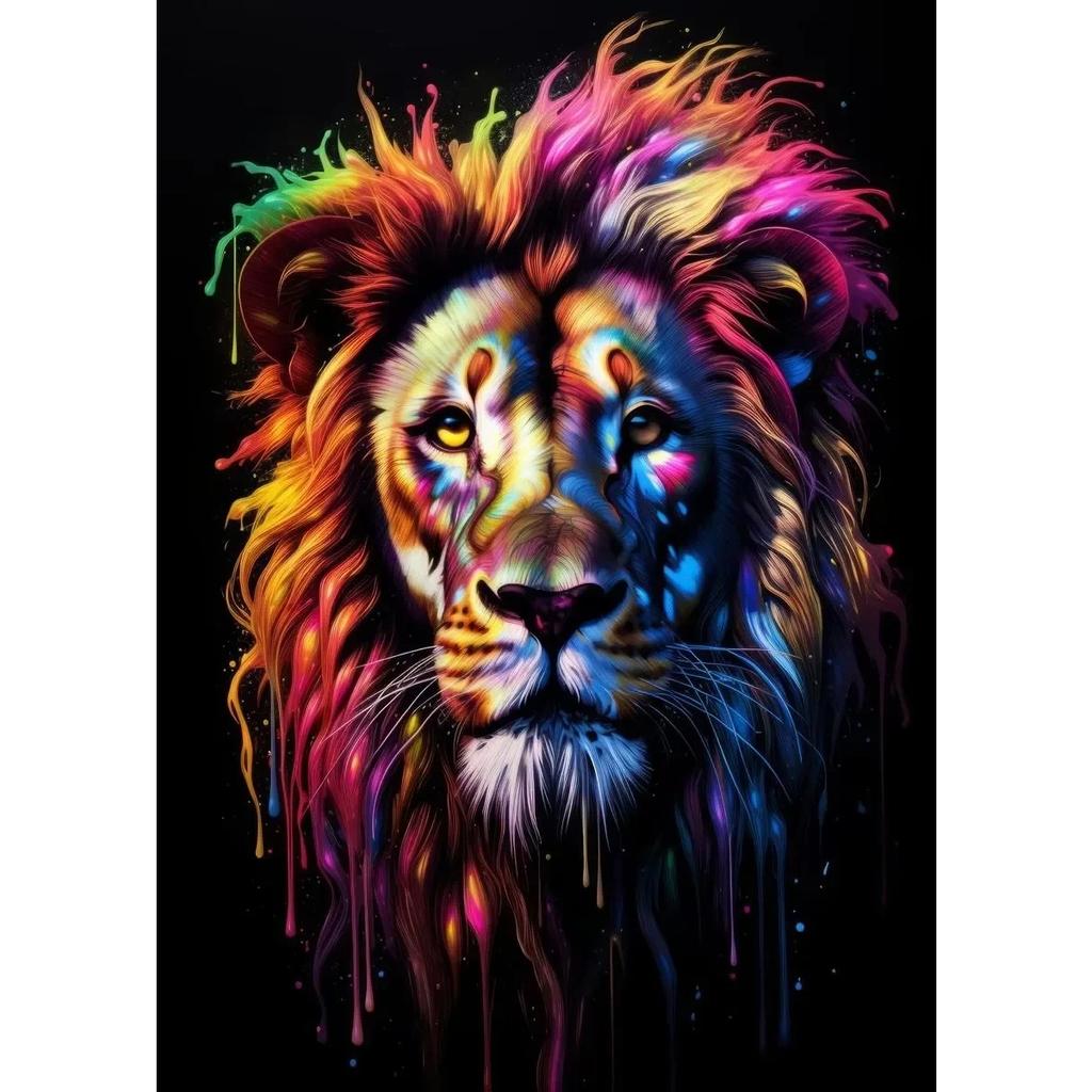 Animals With Paint Canvas Painting Rainbow Dog Sea Otter Elephent Poster Canva Prints HD Pictures Frog Animal Wall Art Unframed