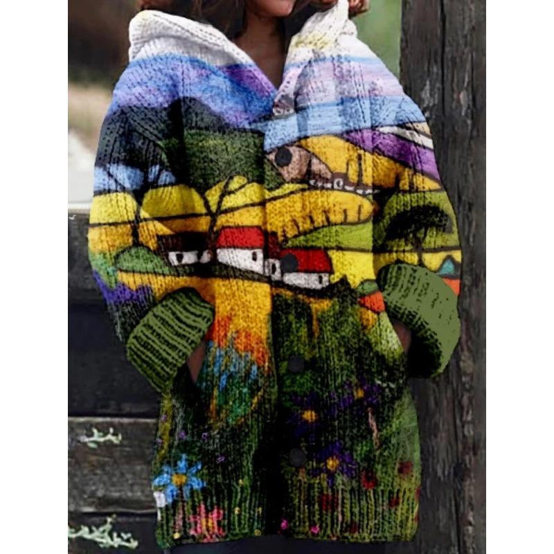 

S-5XL для 2025 Новая куртка с 3D-принтом на осень и зиму, утолщенный кардиган с капюшоном XXL