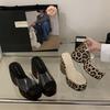 Transparent One-word Strap High Heels Women's Spring Fashion New Leopard Print Women's Shoes Open-toed Wear Wedge Heels Cool Slippers