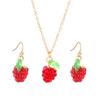 Raspberry Pendant Alloy Jewelry Set Stylish Fruit Shaped Necklace and Earrings for Ladies Unique Daily Wear Accessories