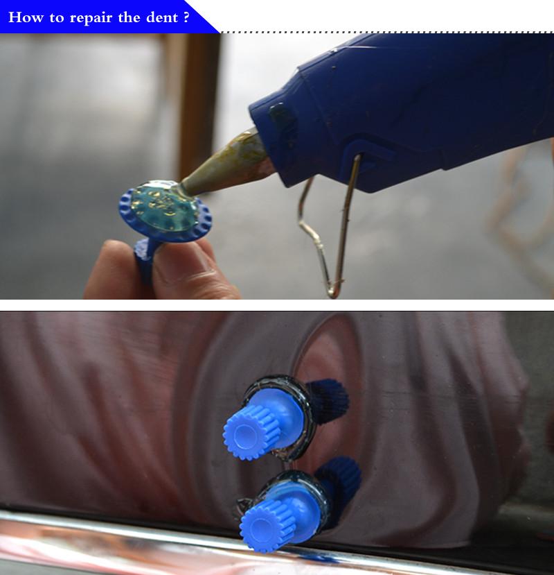 Dent Repair Tool Kit Without Painting: 30 X Glue-in Traction Plates with T-handle and Slider Hammer