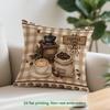 1pcs Retro Coffee Plaid Cushions Pillowcase Polyester Cushion Cover Throw Pillow Pillowcover Home Car Sofa Decor