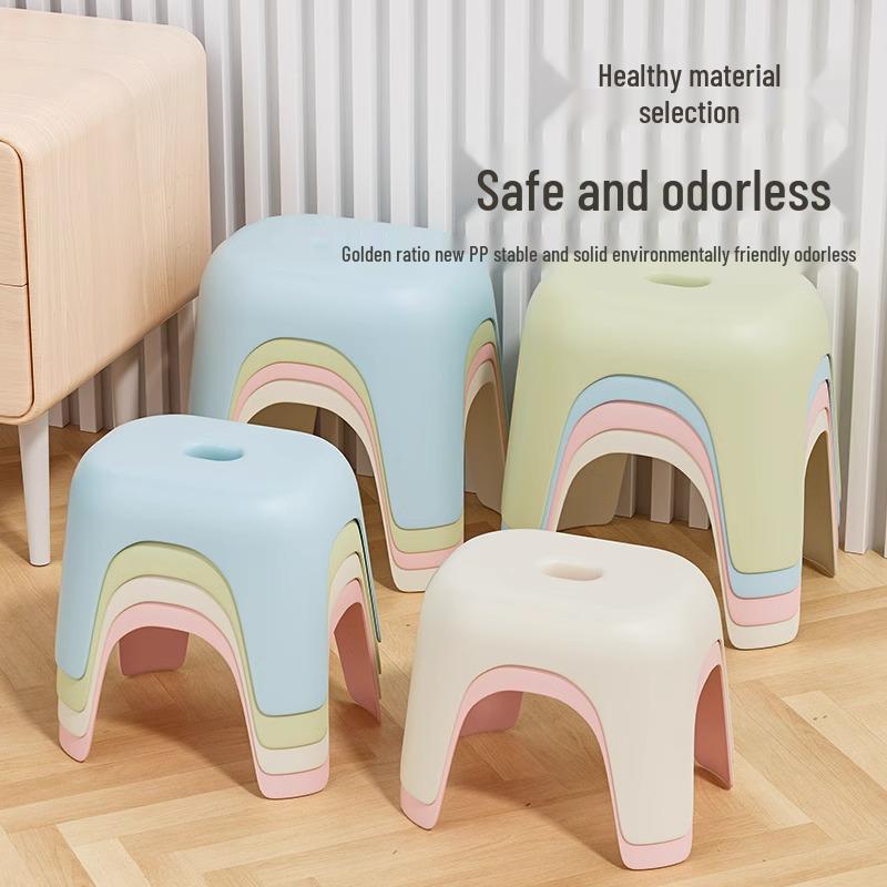 Compact Thickened Plastic Stool for Living Room, Bathroom, and Kids