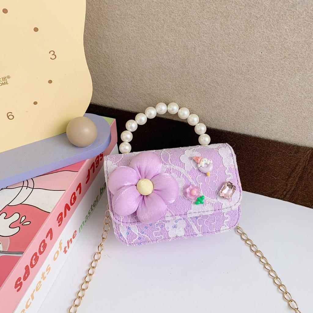 Koreanische Kamelie Schleife Perlen Schulter- und Crossbody-Tasche für Kinder