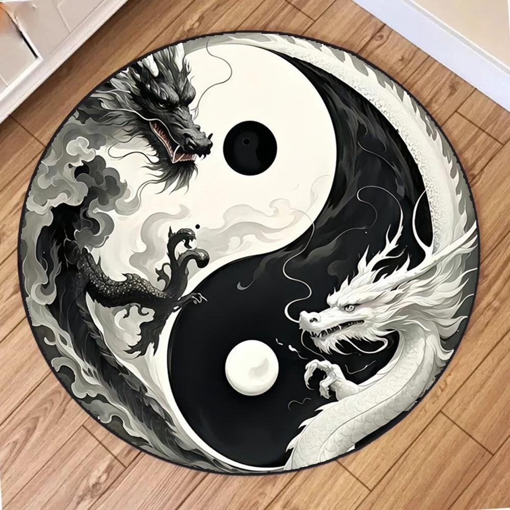 

Yin and Yang Taiji Diagram Round Carpet Washable Bedroom Rug Chair Swivel Floor Mat Bedroom Living Room Funny Room Floor Mats 60cm