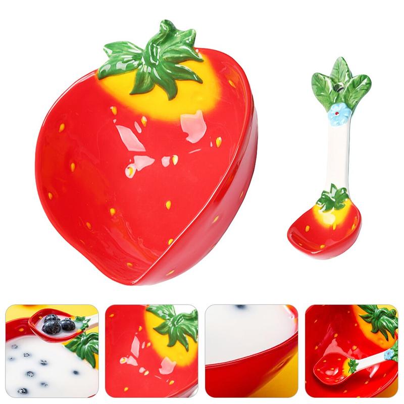 1 set of ceramic ceramic dessert bowls with cartoons and bowls for spoon and spoon | bowls