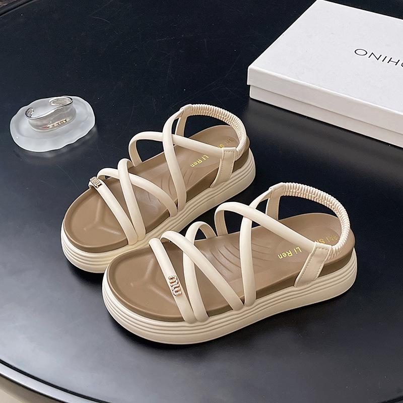 Thick-soled Women's Models Step On Shit In Summer with Summer External Sandals, Skirt Wear Fashion 2025 New High-end Roman Sandals