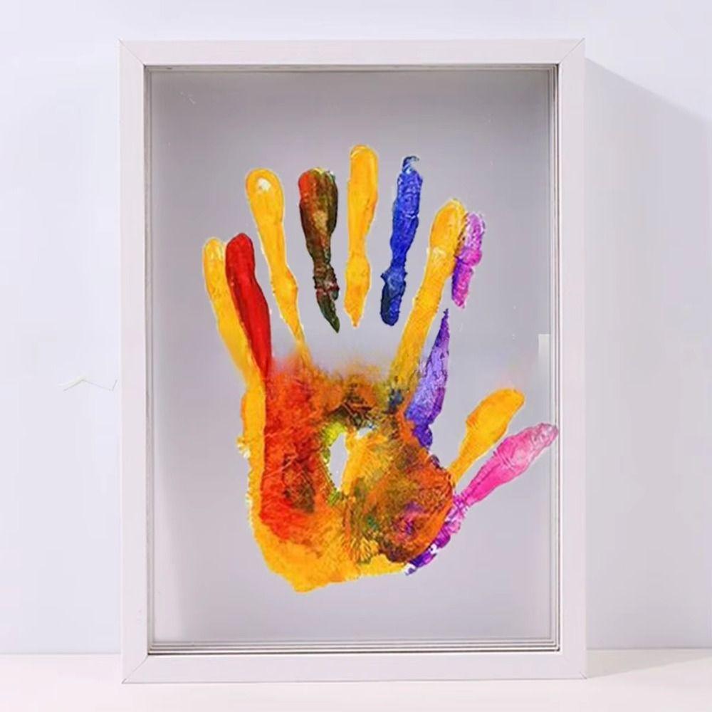 Wooden Frame Handprint Photo Frame Kit DIY Transparent Photo Frame  for Family Baby Pet