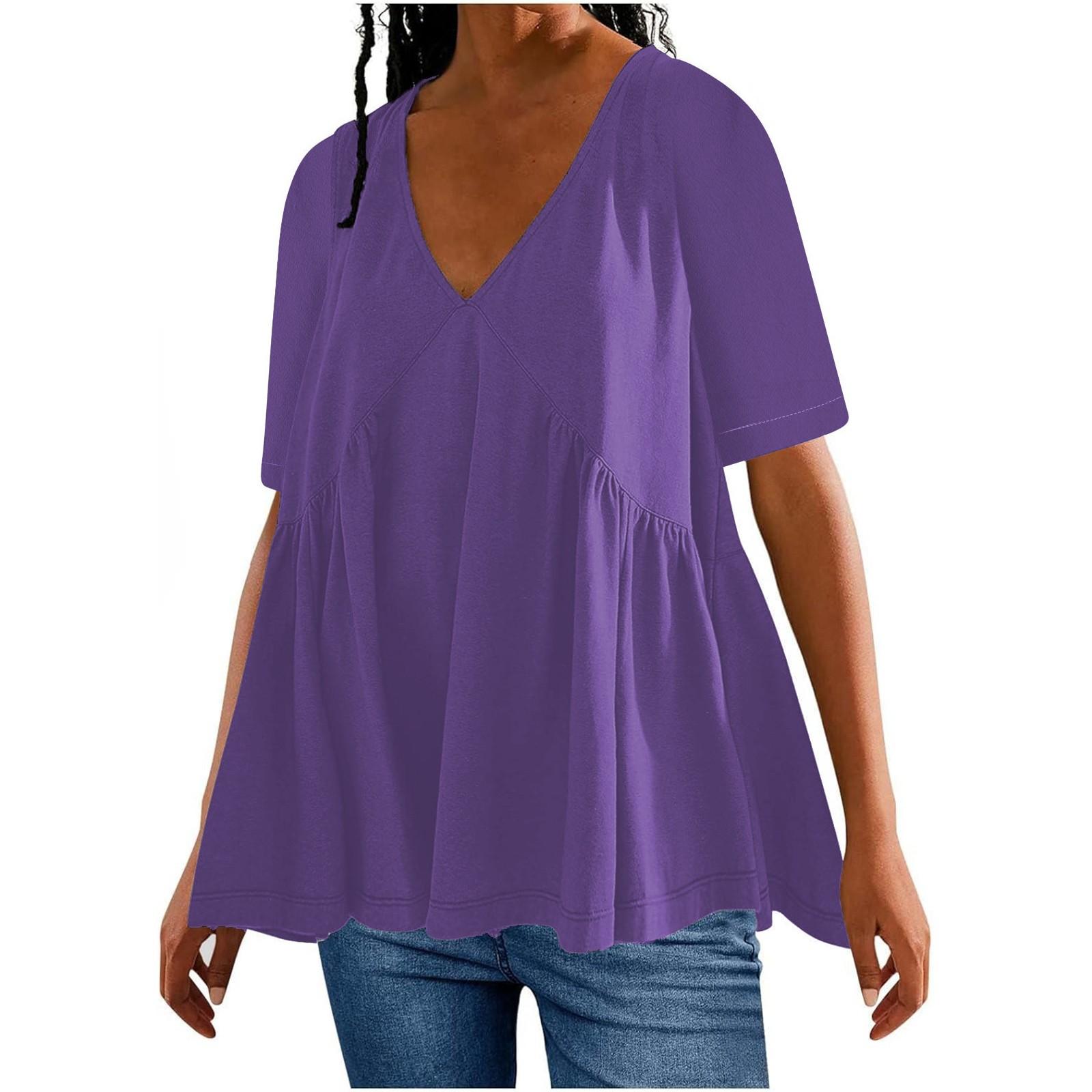 

Топы для женщин, нарядные повседневные футболки с коротким рукавом, топ S светло-фиолетовый