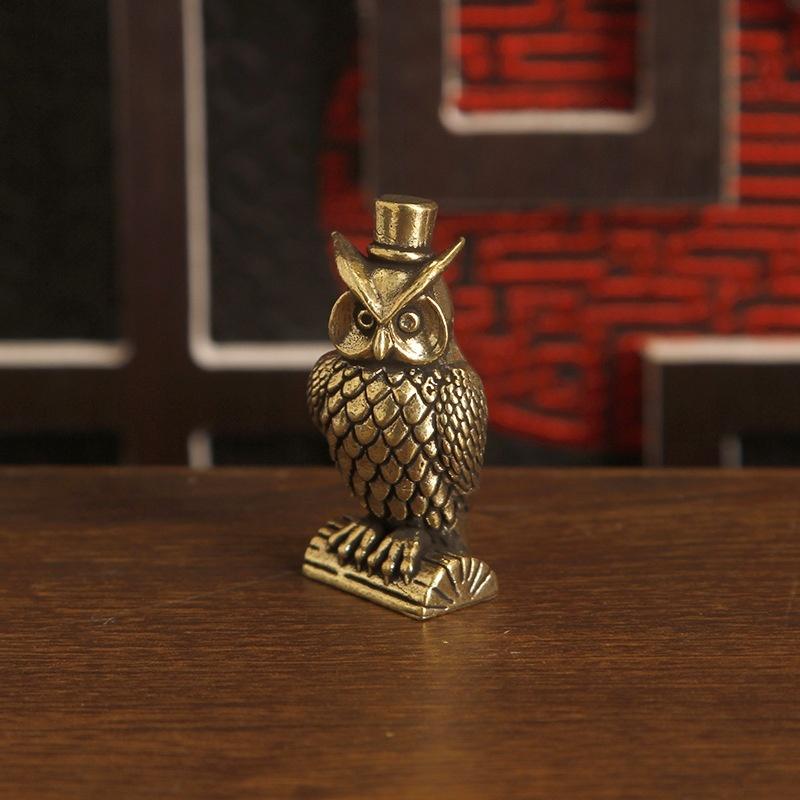 Brass Owl Ornament Handmade Boho Decor Creative Figurine Small Desk Decorations Unique Gift For Home Luxury Decor Home Decor