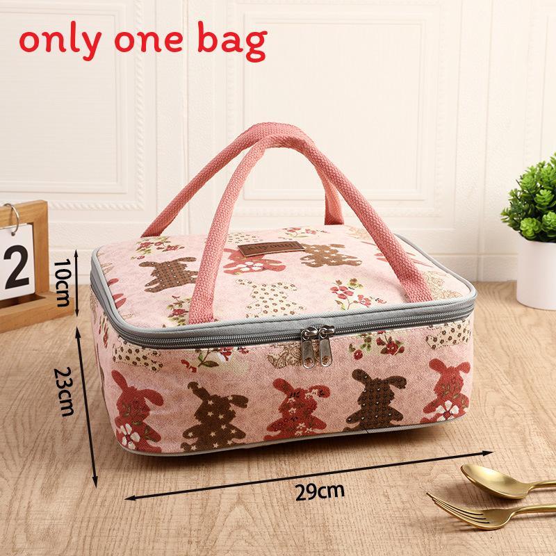 Insulated Canvas Lunch Tote Bag With Thickened Food Container For Students And Office
