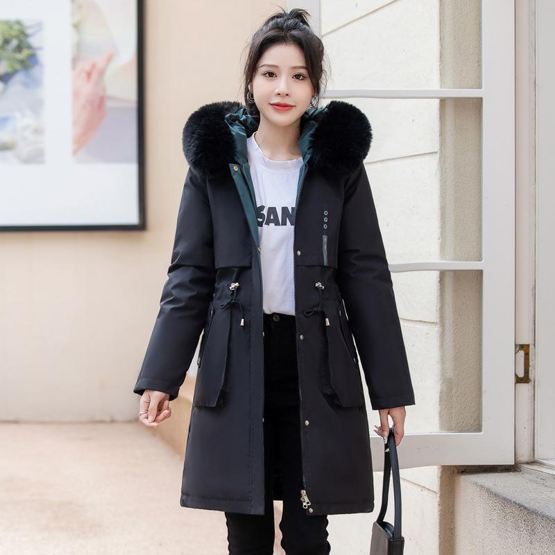 Pie Overcomes Women's Detachable Padded Jacket New Winter Large Size Padded Jacket Medium and Long Over-Knee Thickened Padded Jacket
