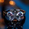 Trendy Cute Female Rainbow Zircon Stone Butterfly Ring Vintage Fashion Black Gold Color Wedding Jewelry For Women