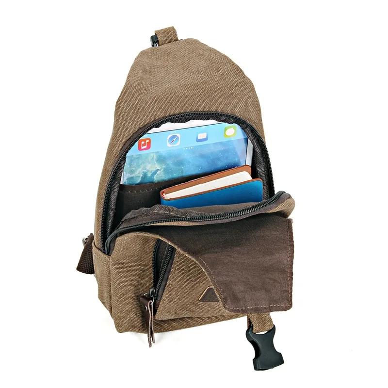 2022 Brandneu Herren Vintage Canvas Leder Umhängetasche Sling Brusttasche Multifunktional Outdoor Kleine Umhängetasche