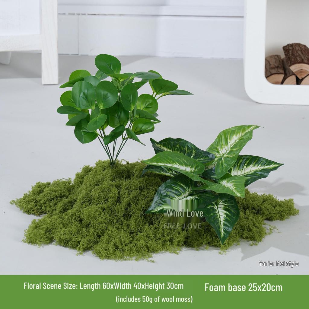 Luxury Faux Green Plant and Flower Decor - Indoor Moss and Grass Clusters for Elegant Landscaping.