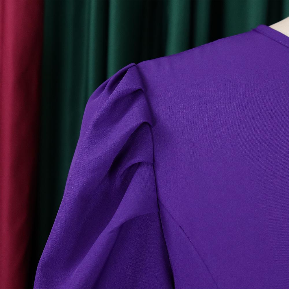 Pleated Puff Sleeve Plus Size Dress - European & American Fashion 2022