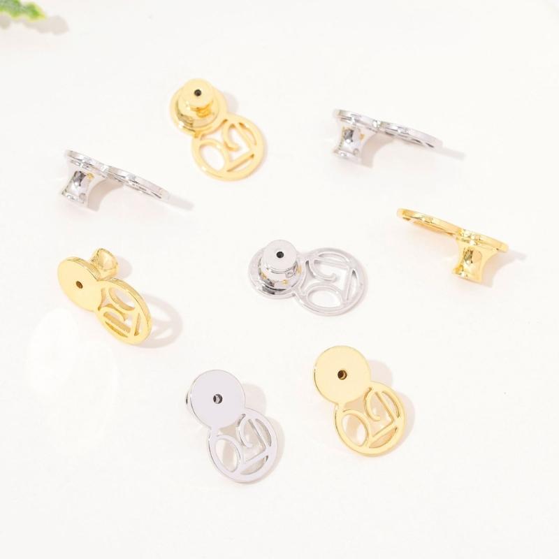 Set of 4 Secure Earring Backs Studs Oval Shape Locking Clutches Secure Locking Backing Earring Plugs for Delicate Ears