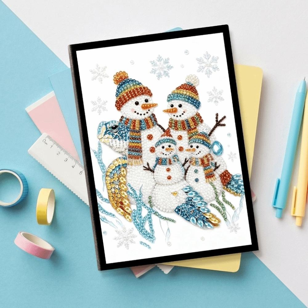 Colorful Finish DIY Pearl and Diamond Notebook Art Handmade Santa Claus Diamond Painting Notebook Kit 3D Visual Effect Snowman