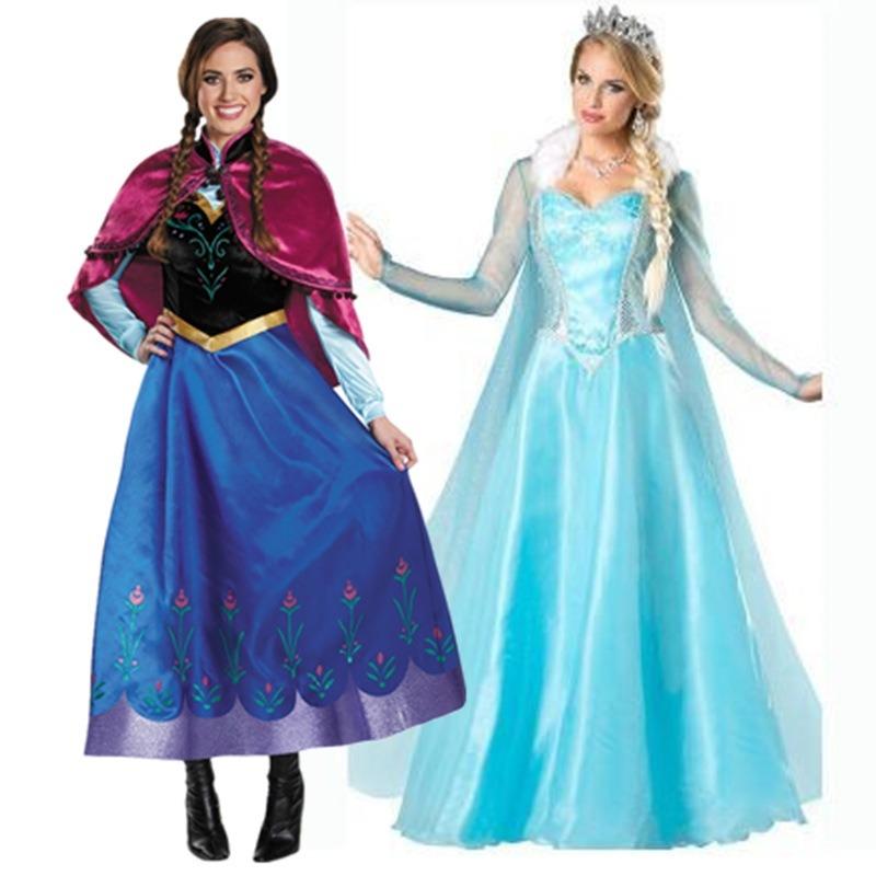 Halloween Costume Adult Female Princess Anna Performance Costume Frozen Snow White Play Dress