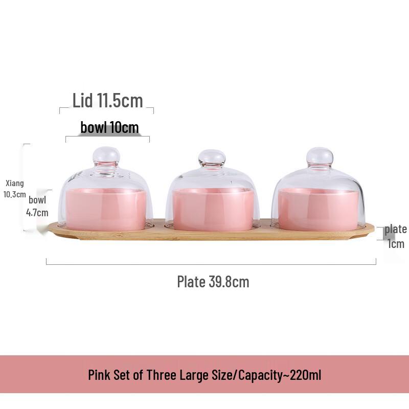 

ZISIZ Ceramic Dessert Bowl Set with Glass Lid