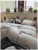 Skin-Friendly Washed Cotton Minimalist Bedding Set - Solid Color, 4 Pieces, Perfect for Dorms