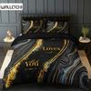 Quicksand Texture Letter Duvet Cover Set 1 Duvet Cover With 2 Pillowcases High-Definition Print Bedding Set Room Decor