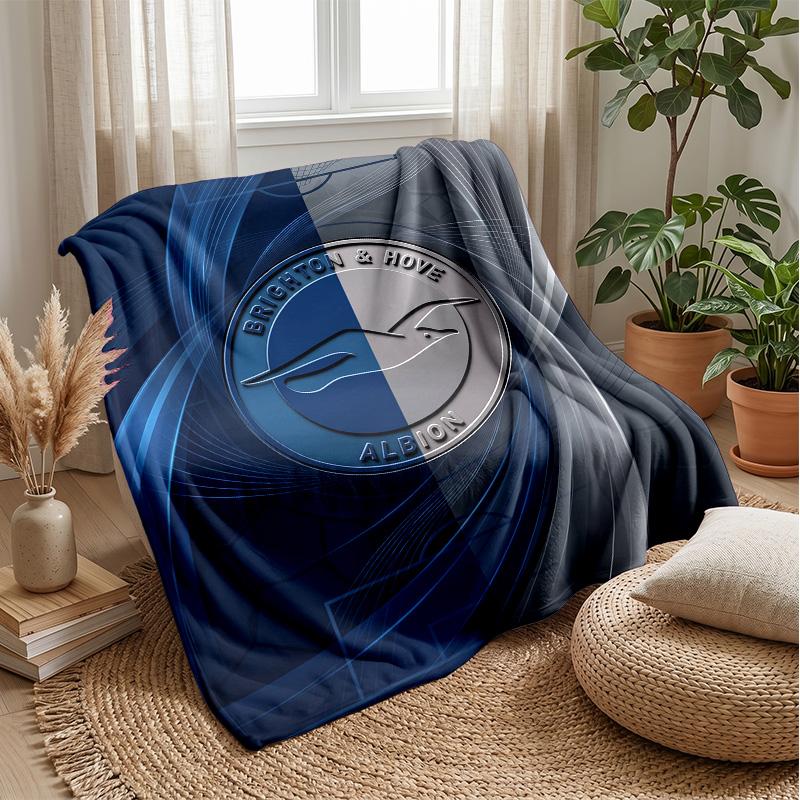 Coperta in Flanella con Stampa Calcio Brighton & Hove Albion, Coperta Morbida Calda Leggera per Divano Letto Campeggio
