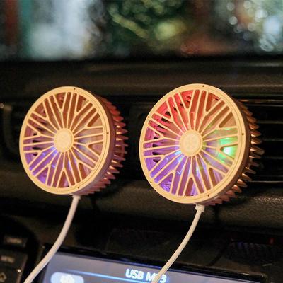 Summer Car Air Outlet Fan With Atmosphere Light Strong Wind Cooling Creative Cute Automotive Interior Accessories