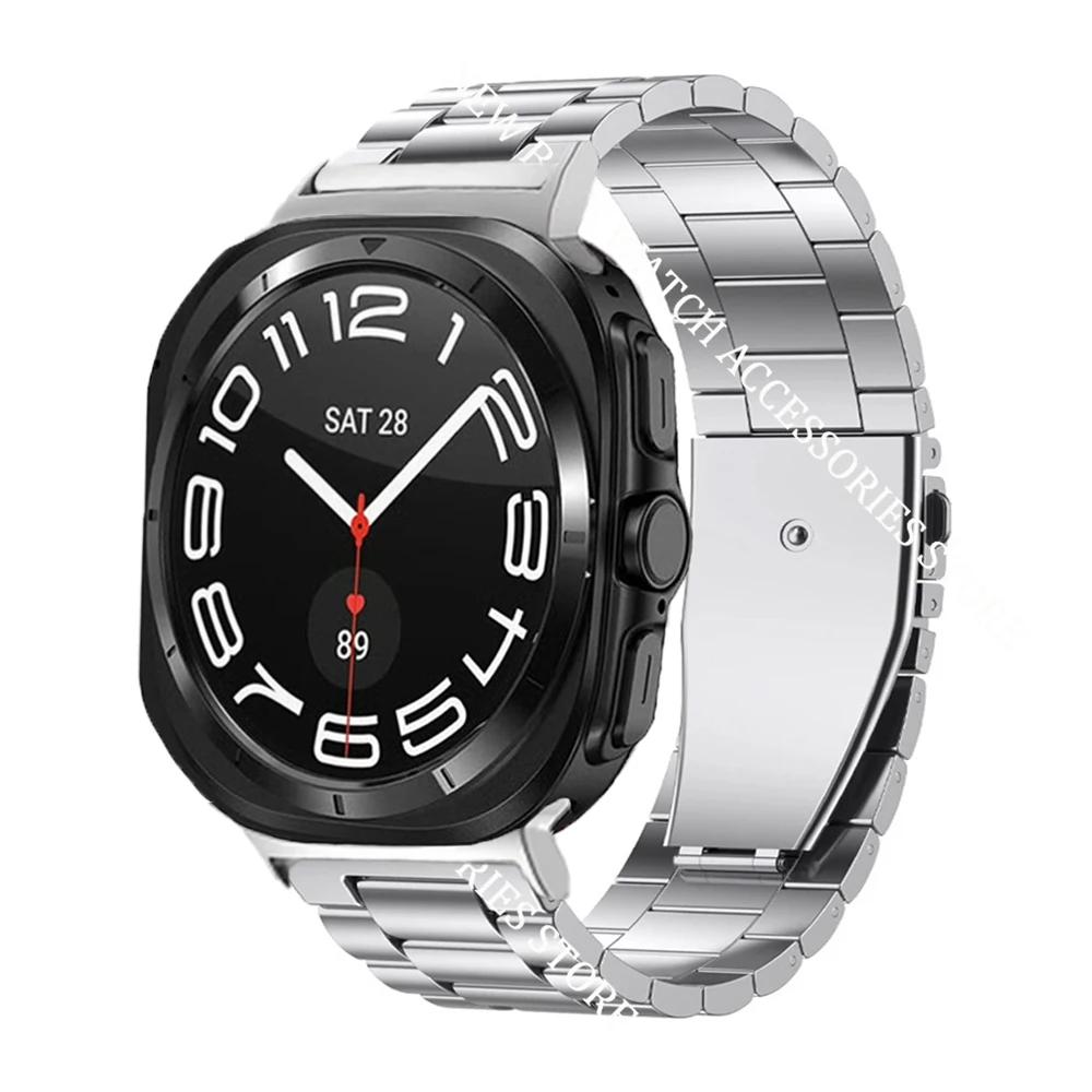 

No Gaps Stainless Steel Strap for Samsung Galaxy Ultra Watch 47mm Luxury Metal Band for Galaxy Ultra 47mm Replaceable Wristband Watch 7 Ultra 47mm срібний