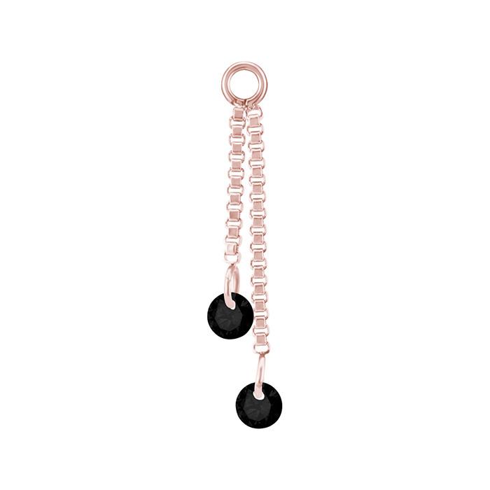 Charm Chain With Black Zircons - Rose Gold - D-071 25 Mm