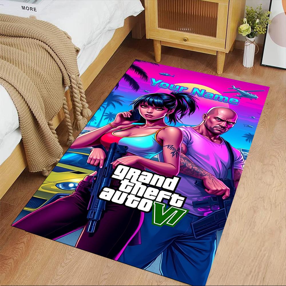 Grand Theft Auto Personalized Name Floor Rug Office Rug Suitable for Balcony Foyer Outdoor Living Rooms Antislip Carpet Office home decor