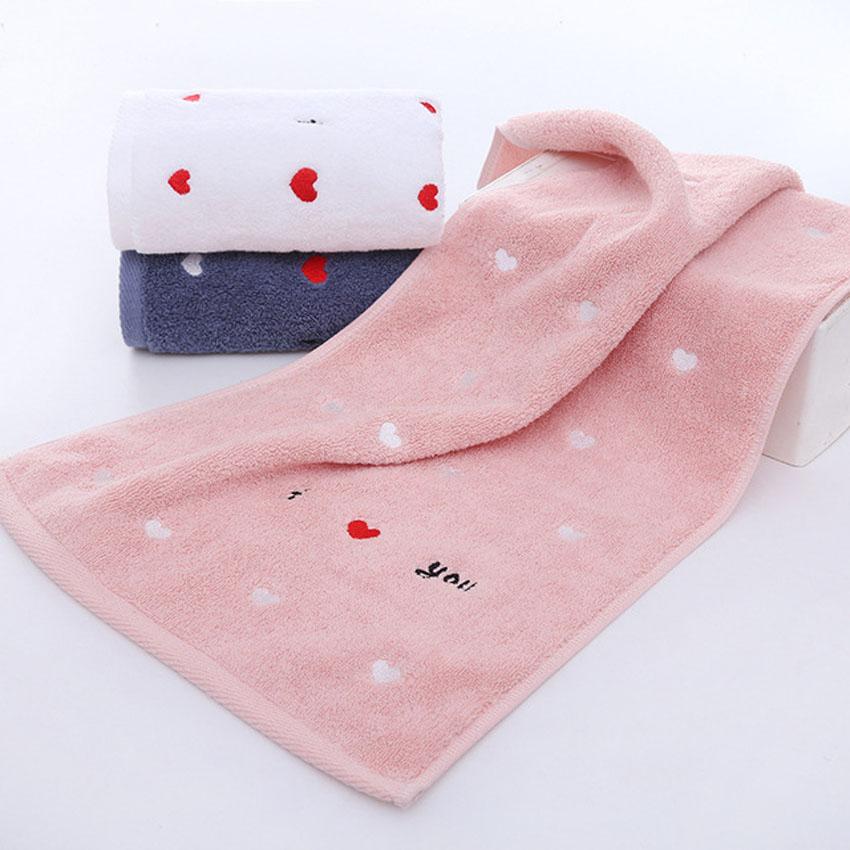 100% Cotton 3 Colors Face Towel Peach Heart Love Letters Embroidery Bathroom Hair Towel Modern for Adults Kids Toalla De Cara