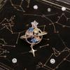 Golden Plated Scarf Pin Rhinestone Hollow Planet Brooch, Metal Lapel for Men Women, Brooch Decorative Badge Clothes Bag Hat Suits Anti Slip Collar