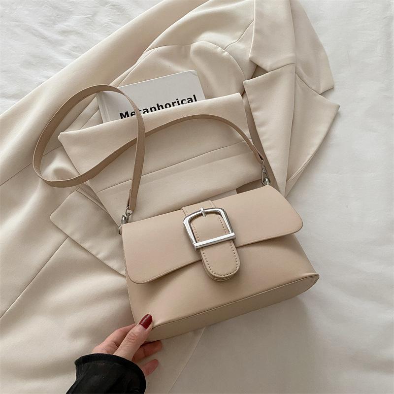 

Belt buckle 2025 summer new simple retro solid color trend foreign style crossbody shoulder portable small square bag women хакі