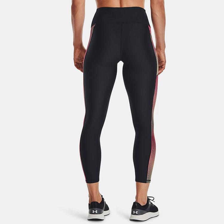 Under Armour Logo Print Spliced Slim Fit Sports Leggings Women Bottoms Black 1369288-002