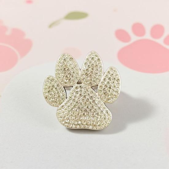 Paw Print Brooch for Women, Rhinestone Cat Dog Foot Pin, Sparkling Cubic Zirconia Badge for Coat Bag Hat, Teacher Pet Lover Gift