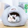Cat Nest Cat Head Design Non-Slip Fabric Stuffed Kitty Cave for Outdoor