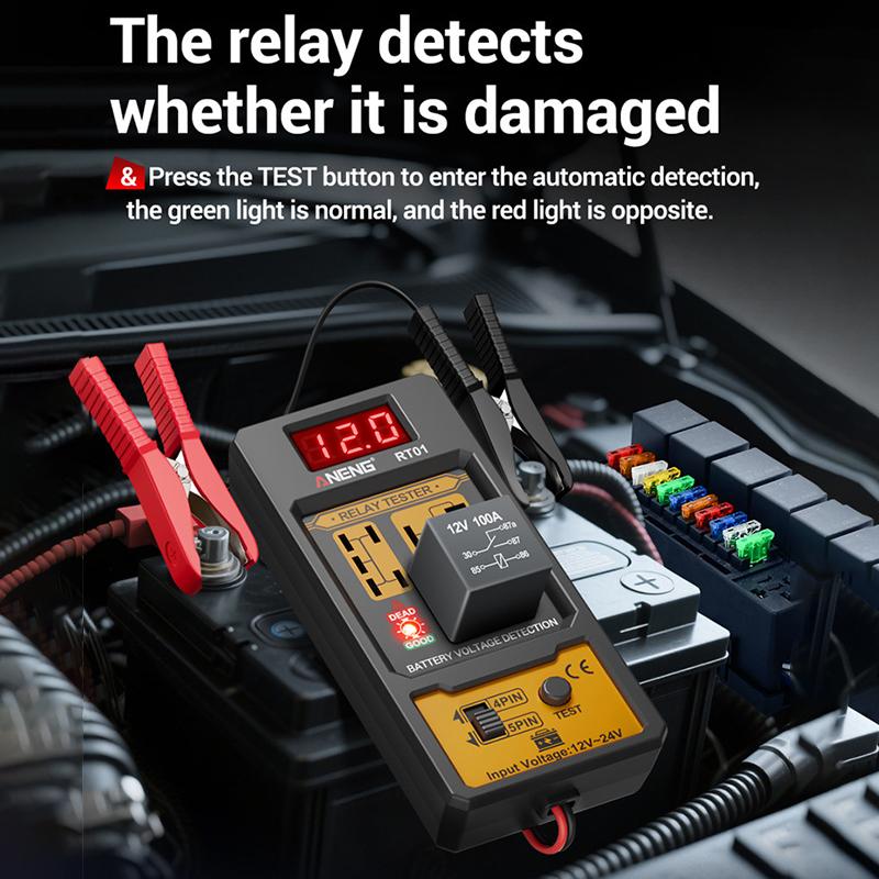 Rt01 Universal Car Relay Tester Voltage Tester 11-25V Ar Battery Automotive Led Indicator Light Relay Diagnostic Checker