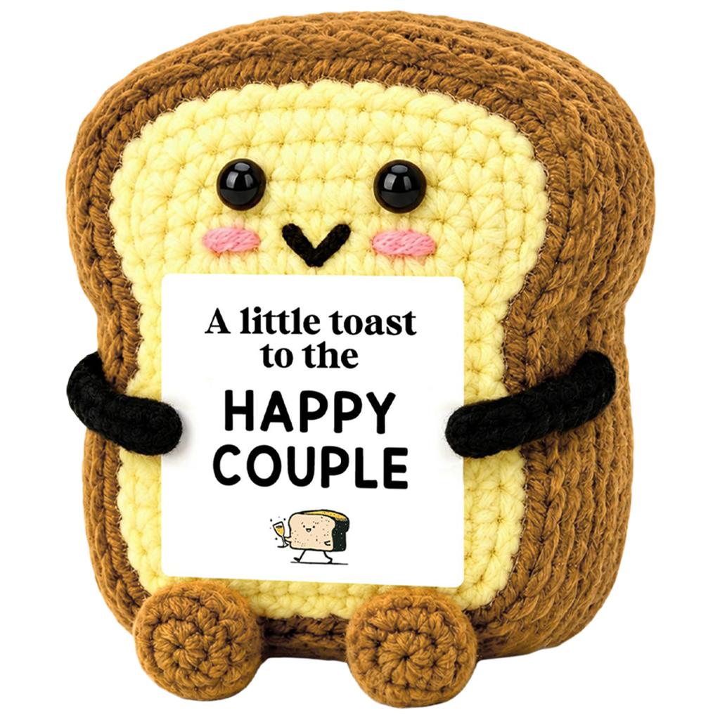 Amigurumi Knit Bread Crochet Toast Doll Funny Plush Birthday Gift Desk Decor Ornament Card