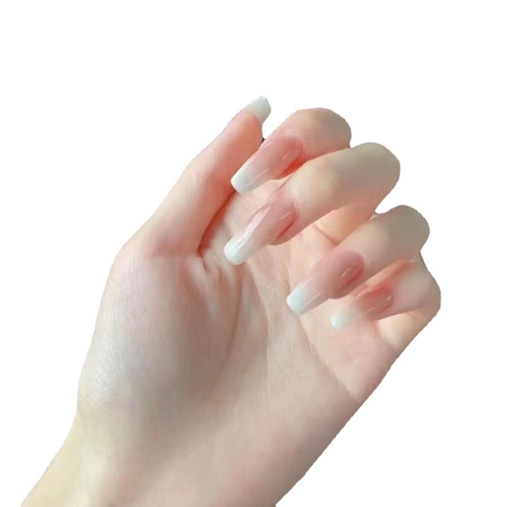Čistě ručně vyráběný fototerapeutický nositelný nehtový dílek Nude barva gradient Nositelný nehet Hotový výrobek Opakovaně použitelná nehtová náplast