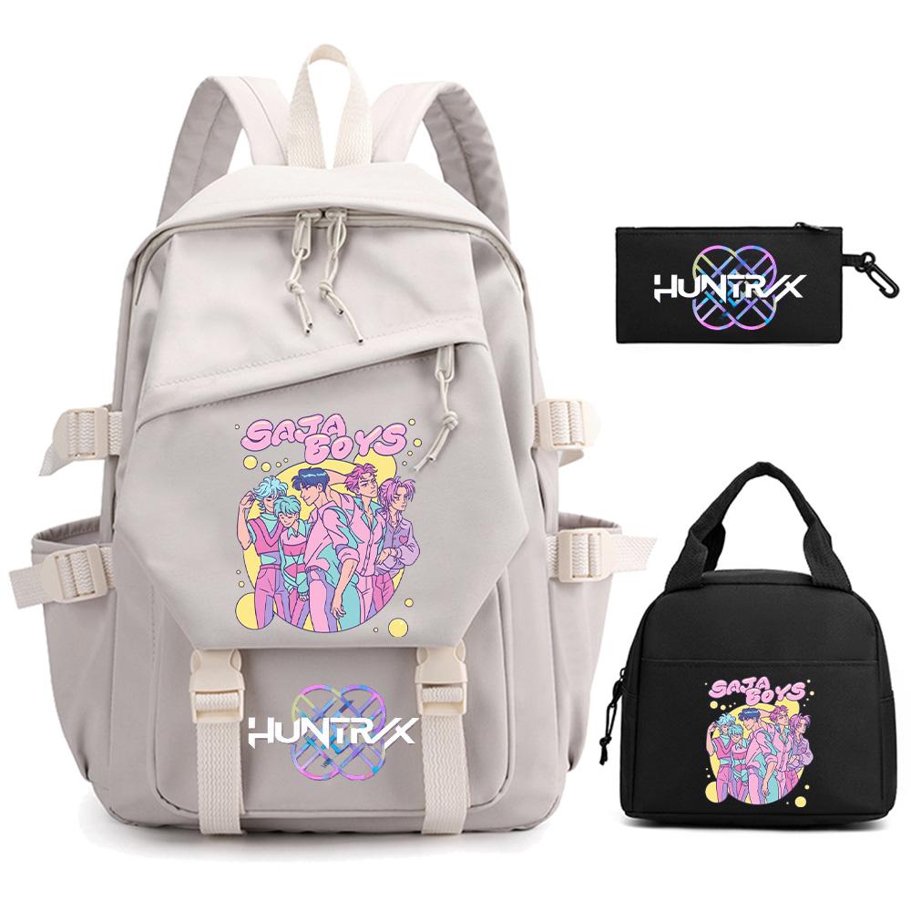 3Pcs/set K-pop Demon Hunters Printed Backpack for Teenger Boy Girl Large Capacity Schoolbag Children Student Bookbag Women Waterproof Travel Bag