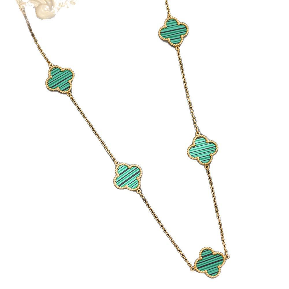 Szczęśliwy naszyjnik z czterolistną koniczyną, Stal tytanowa platerowana 18-karatowym złotem, Modny i wszechstronny koreański styl, Łańcuszek na obojczyk dla dziewcząt