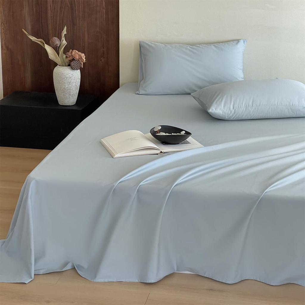 Simple Style Solid Color Washed Cotton Bed Sheet - Pure Cotton, Yarn-Dyed, Single Piece for Dormitory Use