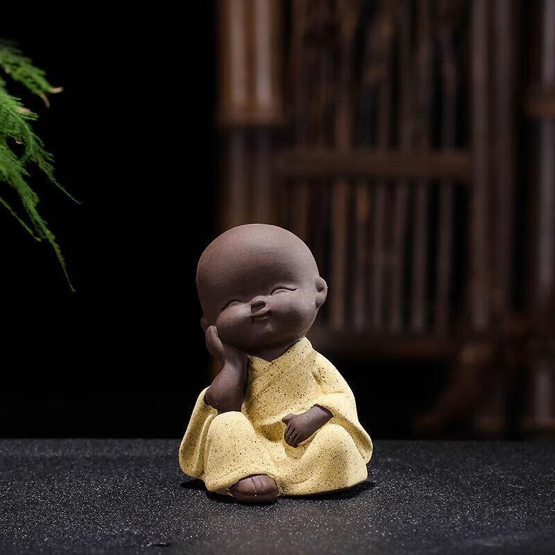 Miniature Ceramic Monk Figurines Set (4 Pcs)