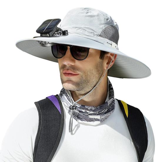 Solar Fan Hat UPF 50+ UV Protection Hat with Detachable Cooling Fan Breathable Men Women Summer Outdoor Activities Fishing Wide Brim Sun Cap