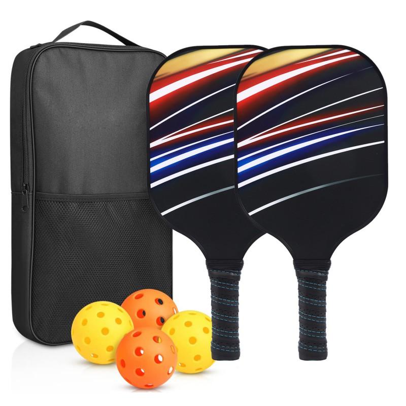Carbon Fiber Pickleball Paddle Set With PP Honeycomb Core UV Printed Racket Beginners To Advanced Players