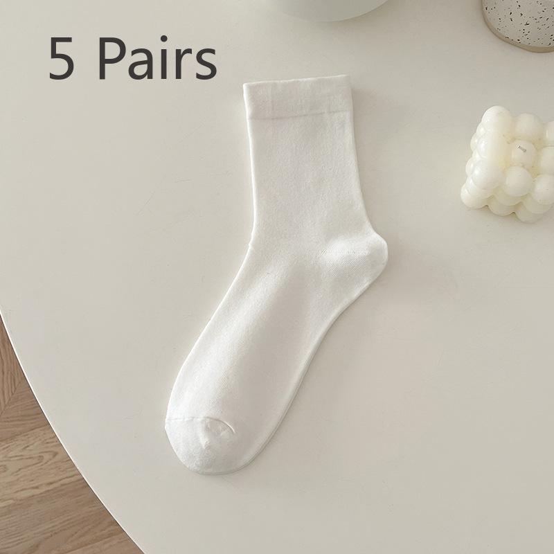 5 Pairs of Female Spring and Summer Fashion New Loose Mouth In The Tube Pile Socks